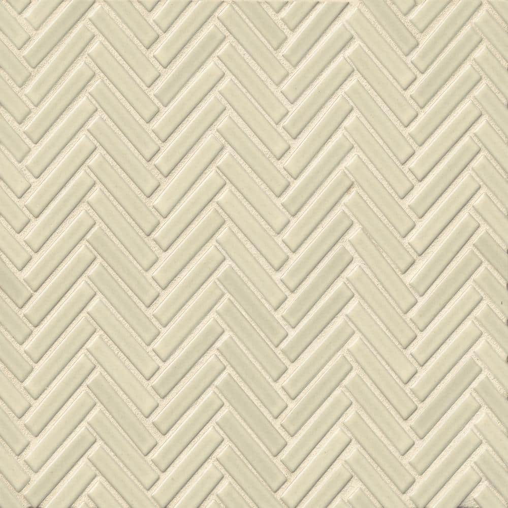 Off-White Herringbone Porcelain Mosaic Tile 1x2 for Wall