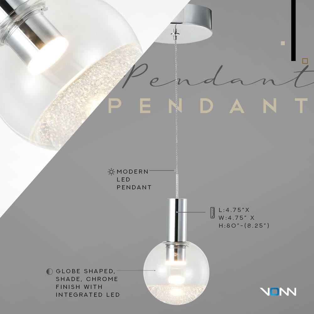 Sienna 5" Chrome Glass LED Pendant Light