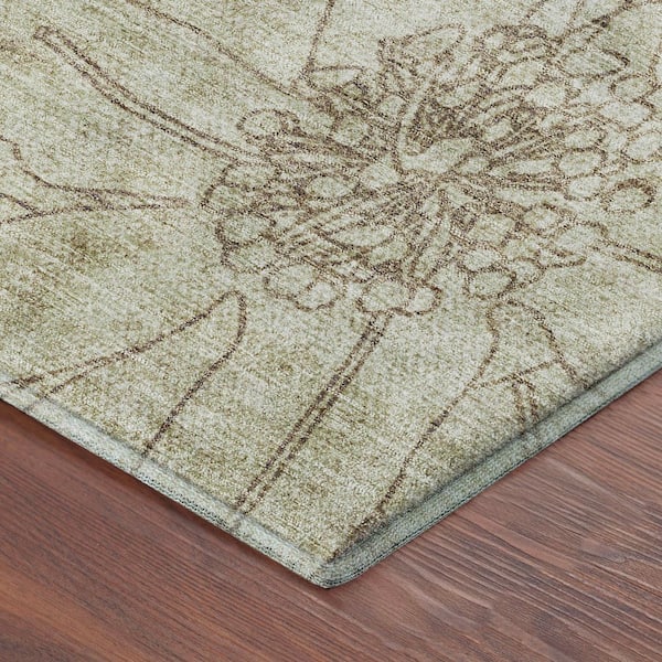 Mayfield Premium Machine Washable Abstract AMF2235 Brown 3 ft. x 5 ft. Area Rug