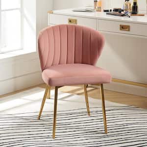Luna Pink Velvet 20 in.W x 19.5 in.D x 29 in.H Tufted Wingback Side Chair with Metal Legs