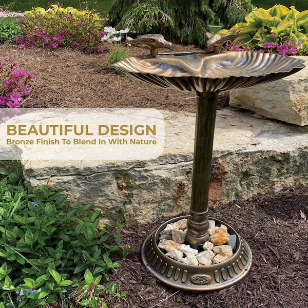 Pedestal Birdbath for Yard or Garden Bronze Resin Birdbath 