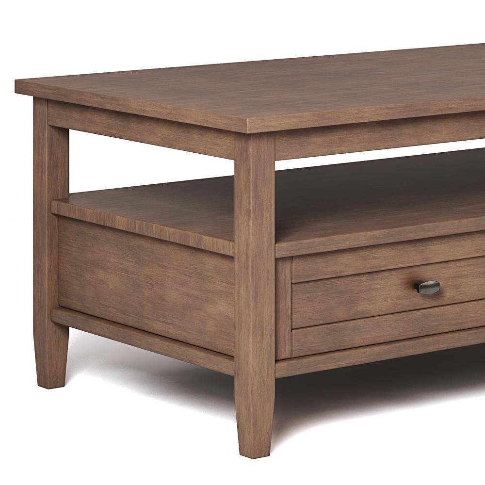 Rustic Natural Aged Brown Wood Coffee Table with Storage