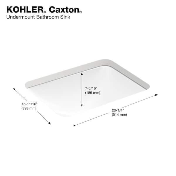 KOHLER Caxton 20-1/2 in. Rectangle Undermount Bathroom Sink in Black Black