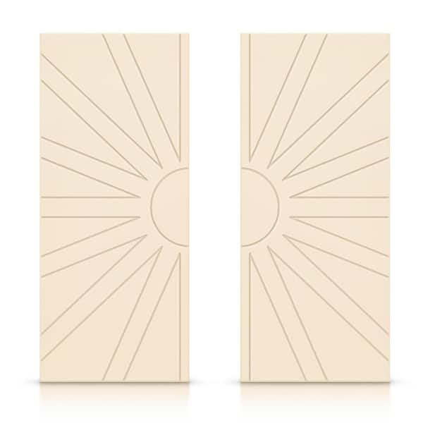 CALHOME 48 in. x 80 in. Hollow Core Beige Stained Composite MDF Interior Double Closet Sliding Doors