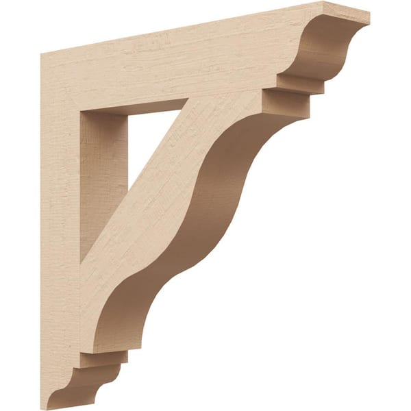 Ekena Millwork 3.5 in. x 20 in. x 20 in. Funston Traditional Rough Cedar Woodgrain Timberthane Polyurethane Bracket, Primed Tan