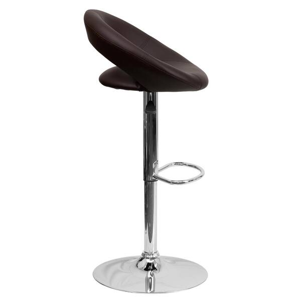 Flash Furniture 32.75 in. Adjustable Height Brown Cushioned Bar