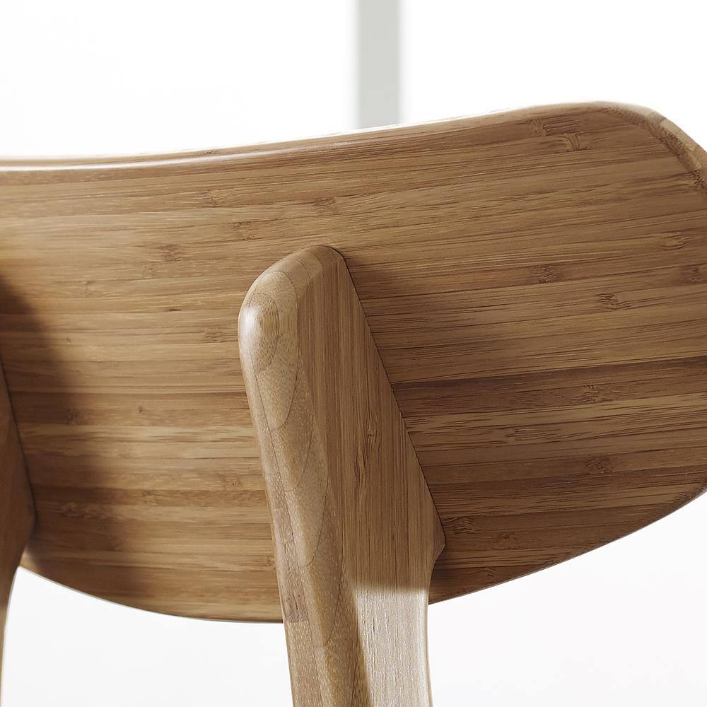 Low Brown Leather Upholstered Wood Side Chair