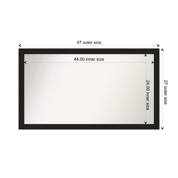 Amanti Art Midnight Black Narrow 47.25 in. x 27.25 in. Custom Non-Beveled Wood Framed Bathroom Vanity Wall Mirror