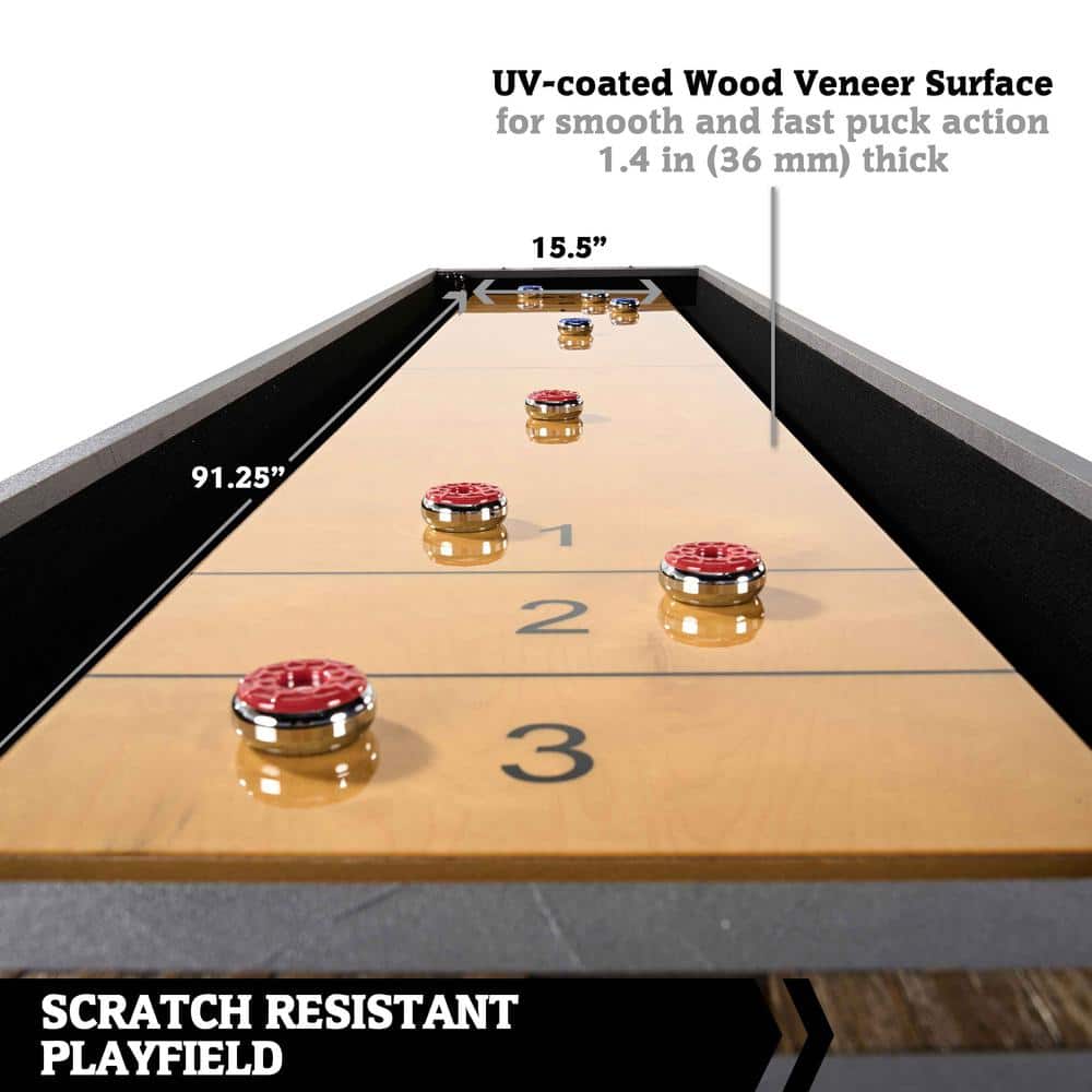 Kinwood 9ft Gray and Brown MDF Shuffleboard Table
