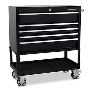 36 in. 5-Drawer 1-Shelf Steel Utility Tool Cart