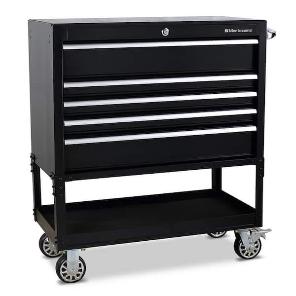 Montezuma 36 in. 5-Drawer 1-Shelf Steel Utility Tool Cart