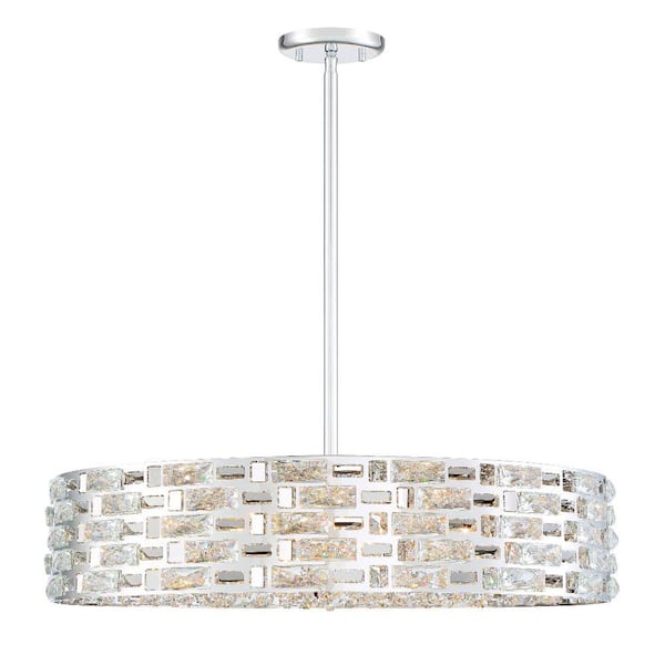 Unbranded 7-Light Chrome Pendant with Mirror Stainless Steel Shade