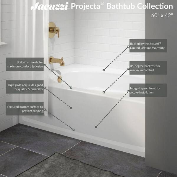 PROJECTA 60 in. x 42 in. Acrylic Left Drain Rectangular Apron Front Bathtub in White PROJECTA 60 in. x 42 in. Acrylic Left Drain Rectangular Apron Front Bathtub in White