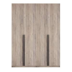 Lee Rustic Grey 63 in. Freestanding Wardrobe with 1 Hanging Rod, 3 Shoe Shelves and 1 Basic Shelf (Set of 2)