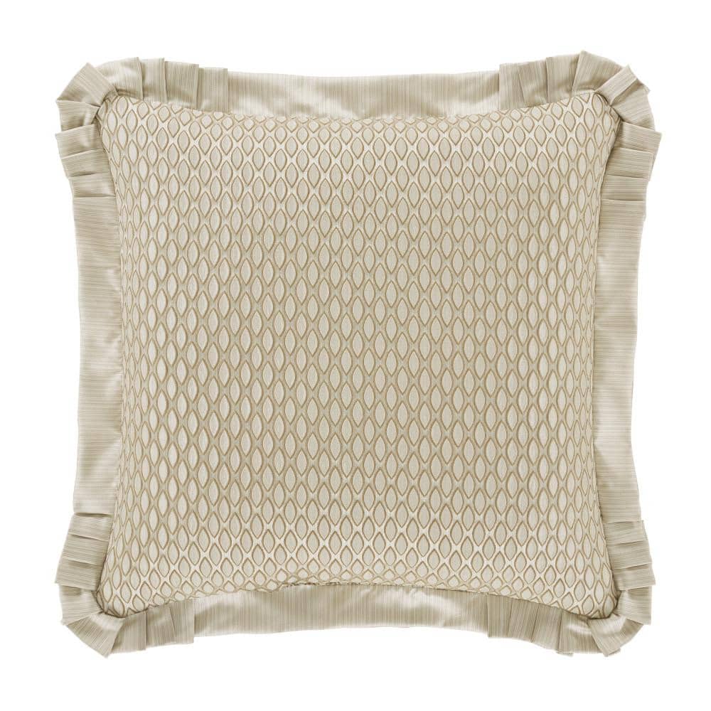 Ivory Scroll Border Patterned Square Throw Pillow