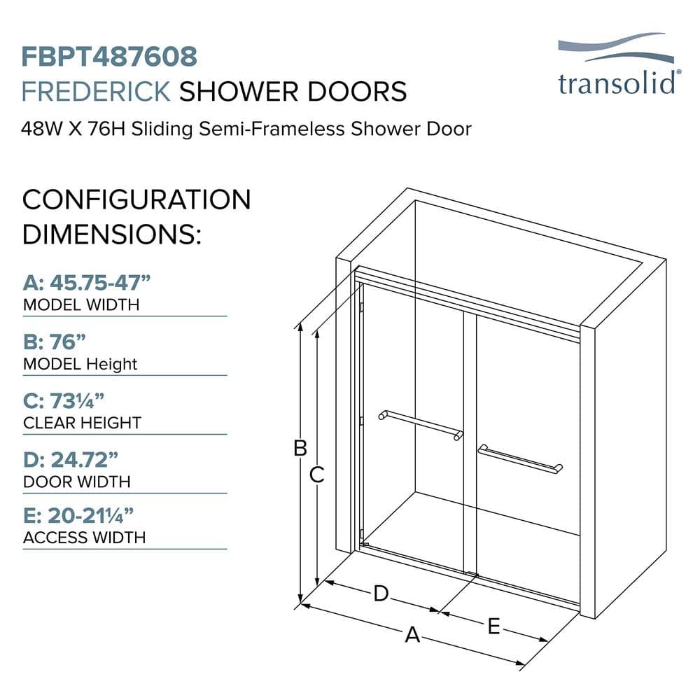 Frederick 47" Polished Chrome Semi-Frameless Sliding Shower Door