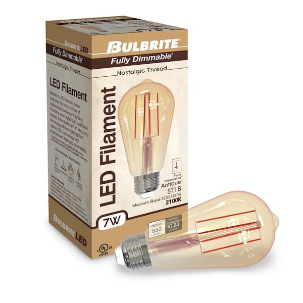 Bulbrite 25-Watt Equivalent ST18 Antique Dimmable Curved Nostalgic Edison LED Light Bulb Amber (2-Pack) Bulbrite 25-Watt Equivalent ST18 Antique Dimmable Curved Nostalgic Edison LED Light Bulb Amber (2-Pack)