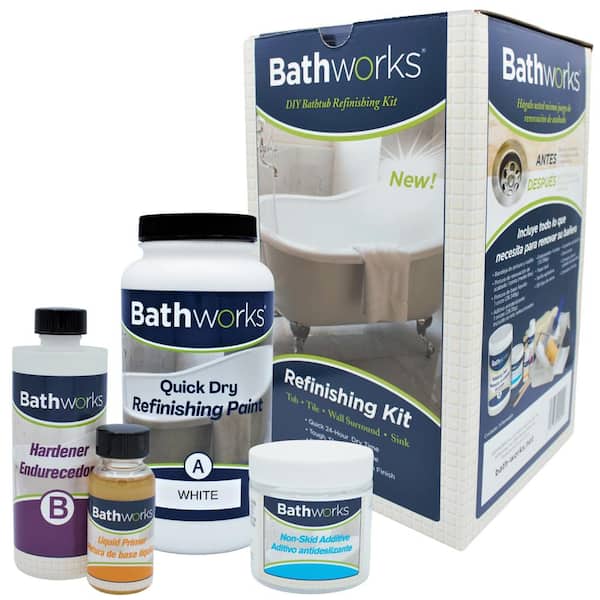 BATHWORKS 22 oz. Quick Dry in White with Slip Guard Bathtub Refinish ...
