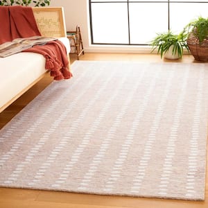 Abstract Beige/Ivory 4 ft. x 6 ft. Striped Stone Area Rug