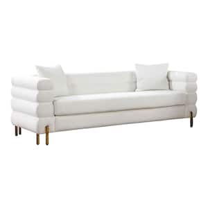 Marvela 91 in. Wide Straight Arm Boucle Fabric Rectangle Sofa in White