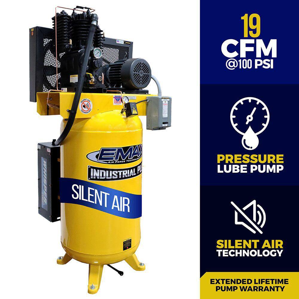 EMAX Industrial PLUS Series 80 Gal. 5 HP 208Volt 3Phase Silent Air