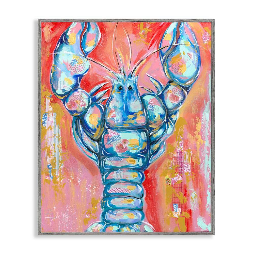 Abstract Patchwork Lobster by Estelle Grengs Gray Framed Coastal Giclee Art Print 14 in. x 11 in. price history on PriceWatchPro