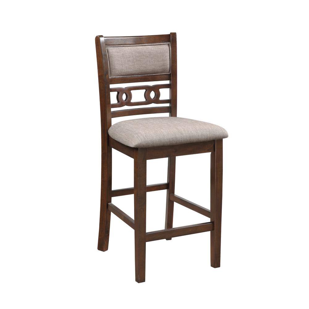 Gia Cherry 3 Piece 30" Counter Height Dining Set with Light Brown Cushions