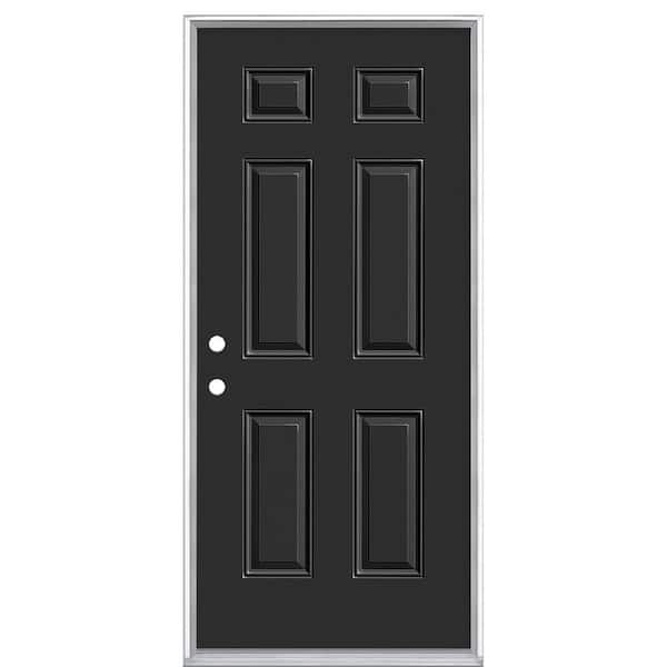 Masonite 32 in. x 80 in. 6-Panel Right-Hand Inswing Painted Steel Prehung Front Exterior Door with Brickmold