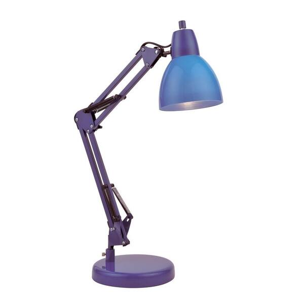 Illumine Designer Collection 21.25 in. Blue Desk Lamp with Blue Acrylic Shade