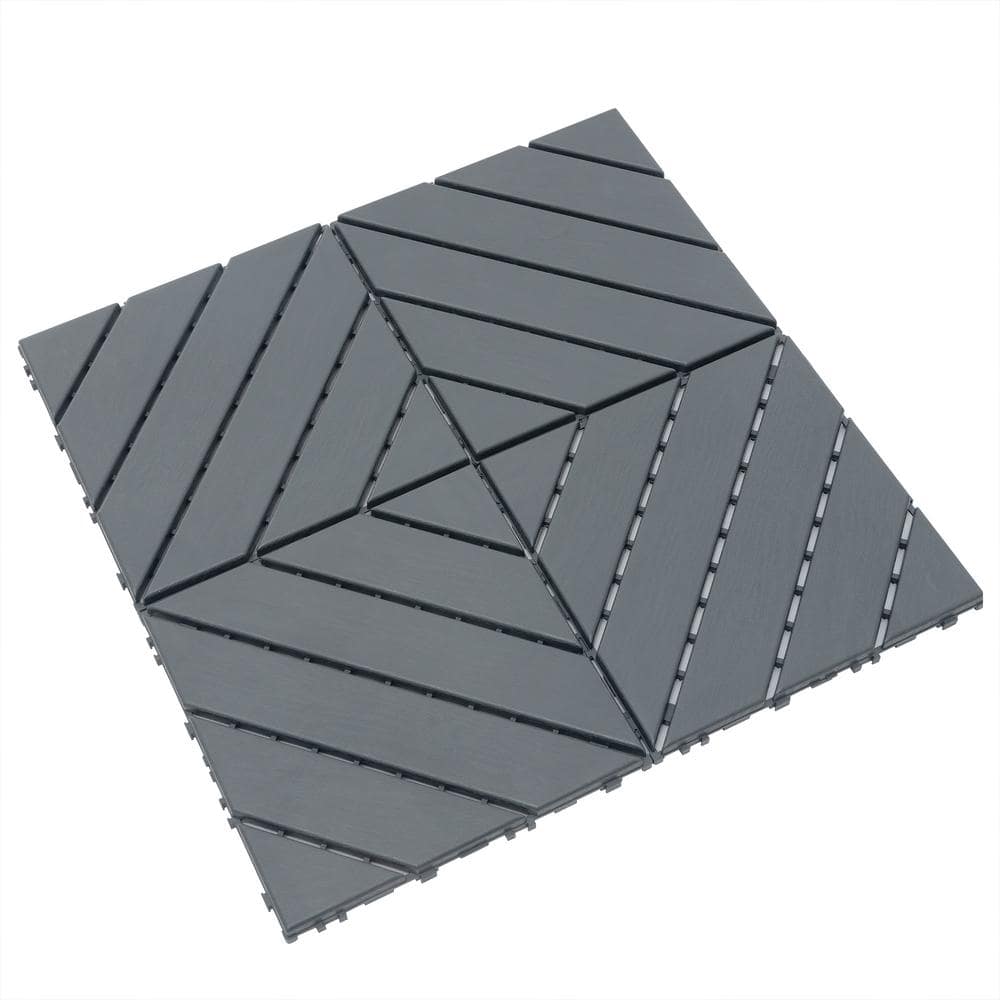 12 in. W x 12 in. L Outdoor Striped Square PVC Waterproof Interlocking Flooring Patio Deck Tiles(Pack of 44Tiles) Gray price history on PriceWatchPro