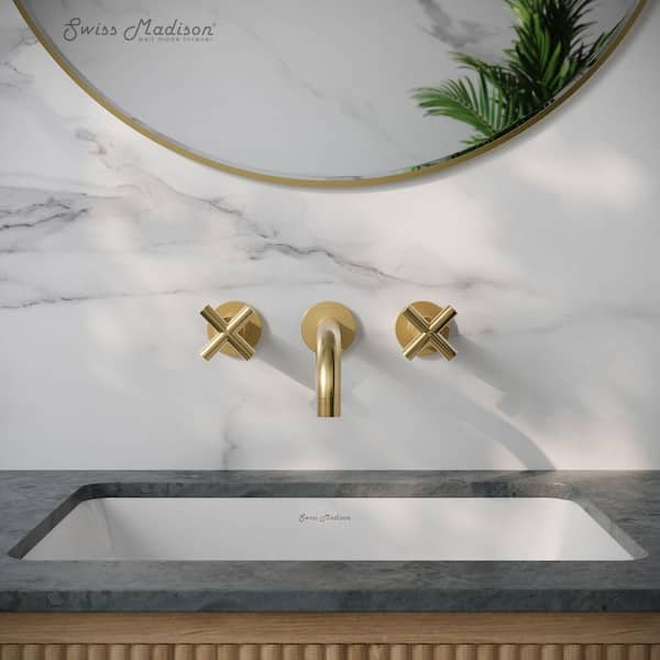 Swiss Madison Ivy 8 in. Widespread Double Cross-Handle Wall Mount