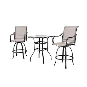 3-Piece Metal Square Bar Height Outdoor Dining Set