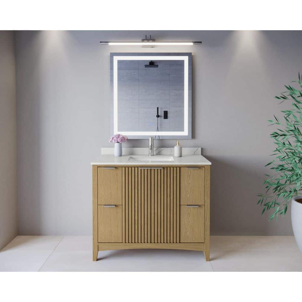 Palmilla 42 in. Single Freestanding Natural Oak Bath Vanity with Giotto Quartz Top Assembled price history on PriceWatchPro