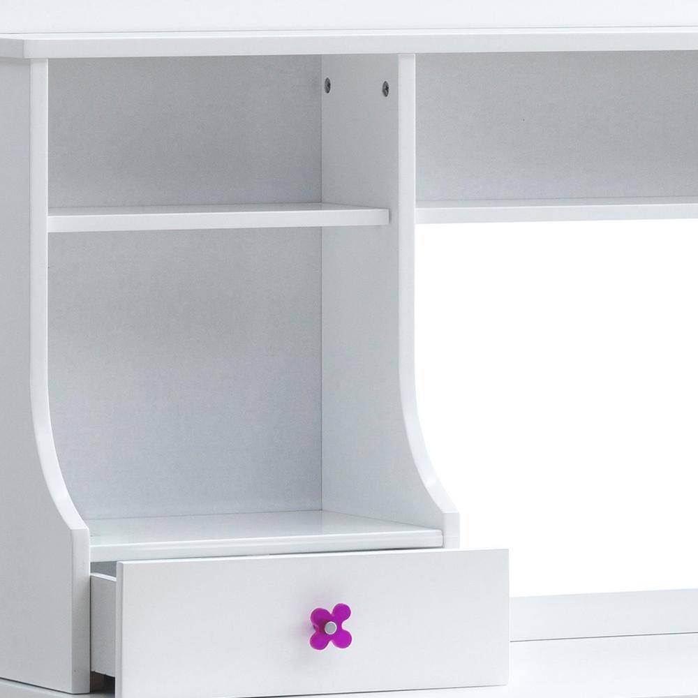 Meyer White Wood Desk Hutch with Storage Drawer