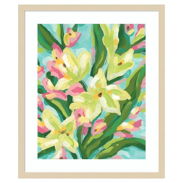 Amanti Art Floral Vibration II by June Erica Vess 21 in. W x 25 in. H. Wood Framed Wall Art Print Framed in Brown