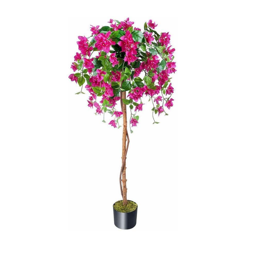 5 ft. Purple Artificial Bougainvillea Tree in Pot Fake Plant with