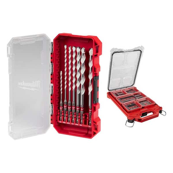 Milwaukee SHOCKWAVE Carbide Multi-Material Drill Bit Set with Alloy Steel Screw Driver Bit Set with PACKOUT Case (107-Piece)
