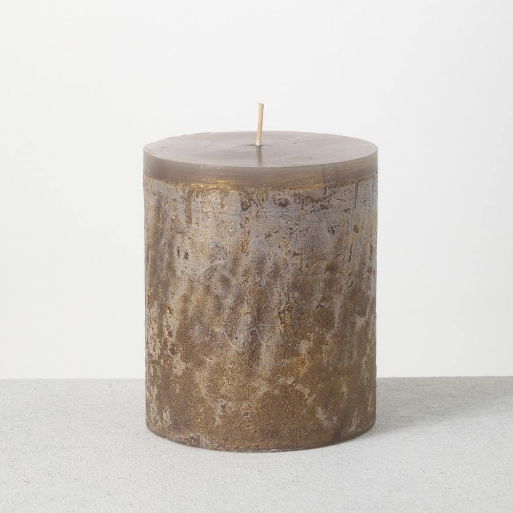 Vance Kitira 4.5 in. Dark Gray Ritz Timber Pillar Candle RT375DKGY