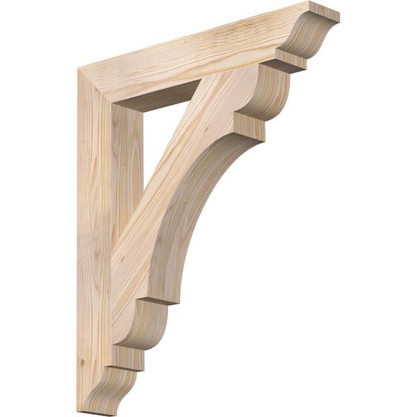 Ekena Millwork 3.5 in. x 26 in. x 22 in. Douglas Fir Olympic Traditional Smooth Bracket