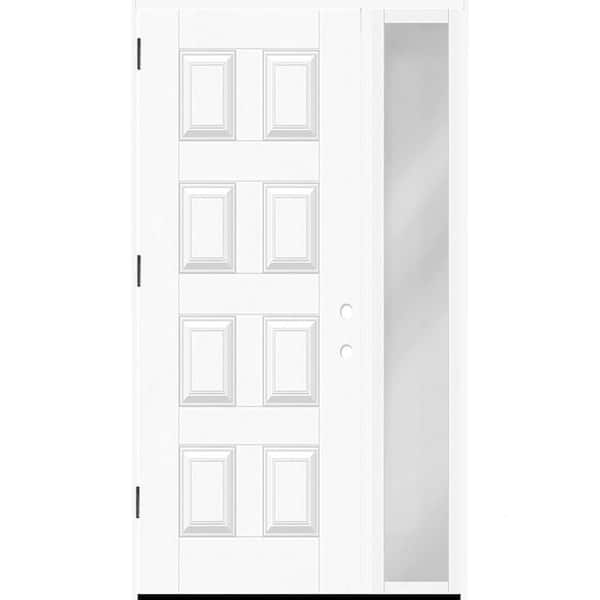 Regency 59 in. x 80 in. 8-Panel RHOS Unfinished Mahogany Fiberglass Prehung Front Door w/14in. SL w/ 6-9/16 Jamb