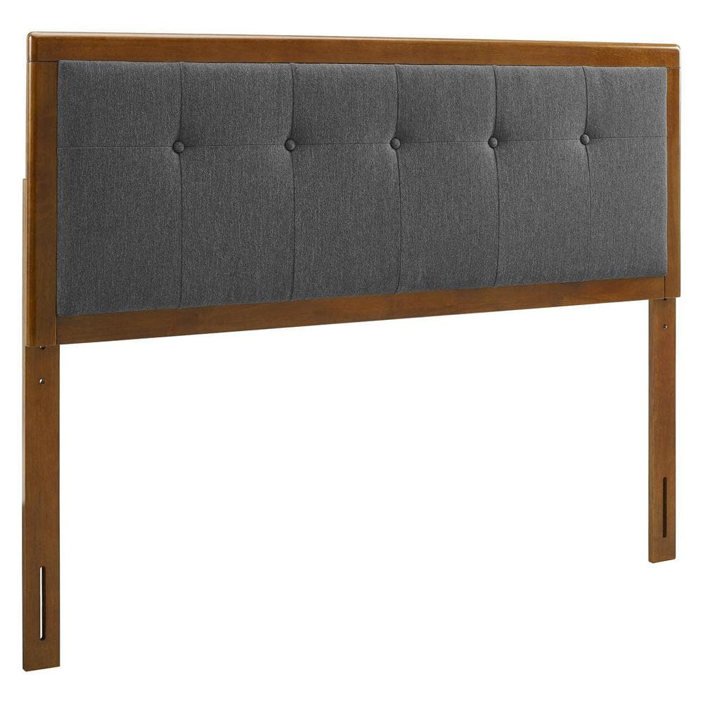 Walnut Charcoal Tufted Full Upholstered Wood Headboard