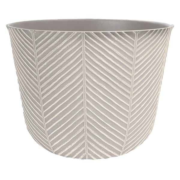 Vigoro 18 in. Sparrow Grey Costal Resin Planter (18 in. D x 14 in. H)