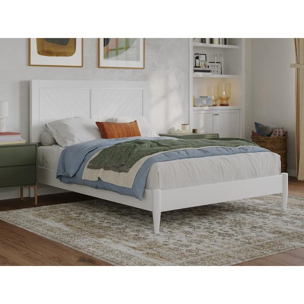 AFI Berkshire White Solid Wood Frame Full Low Profile Platform Bed ...