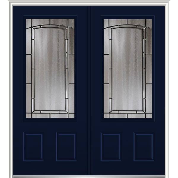 MMI Door 72 in. x 80 in. Solstice Left-Hand Inswing 3/4-Lite Decorative Glass 2-Panel Painted Steel Prehung Front Door