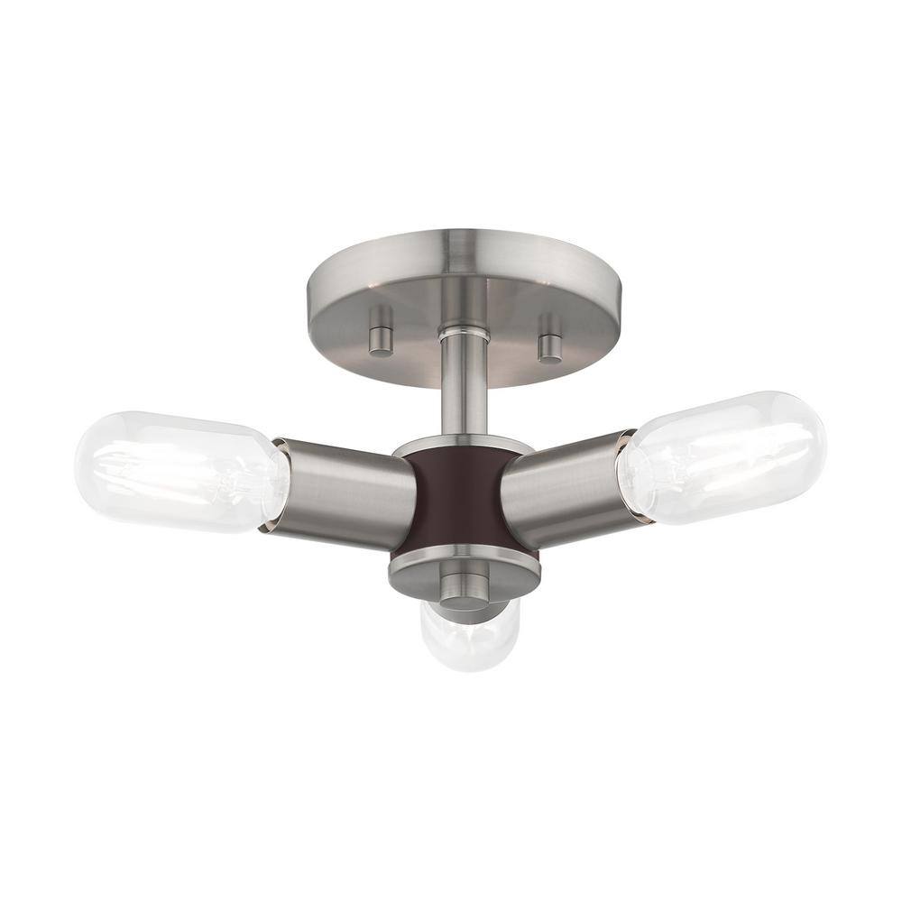 Copenhagen Brushed Nickel 3-Light Flush Mount Ceiling Fixture