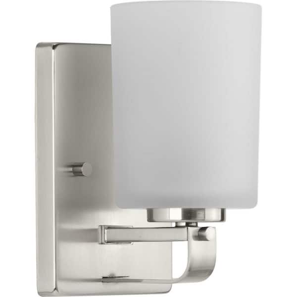 Progress Lighting League Collection 1-Light Brushed Nickel Etched Glass Modern Farmhouse Bath Vanity Light