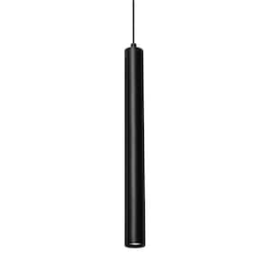 Eli 9-Watt Integrated LED Black Cylinder Pendant with Steel Black