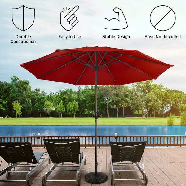 Pure Garden 9 ft. Aluminum Outdoor Patio Umbrella with Hand