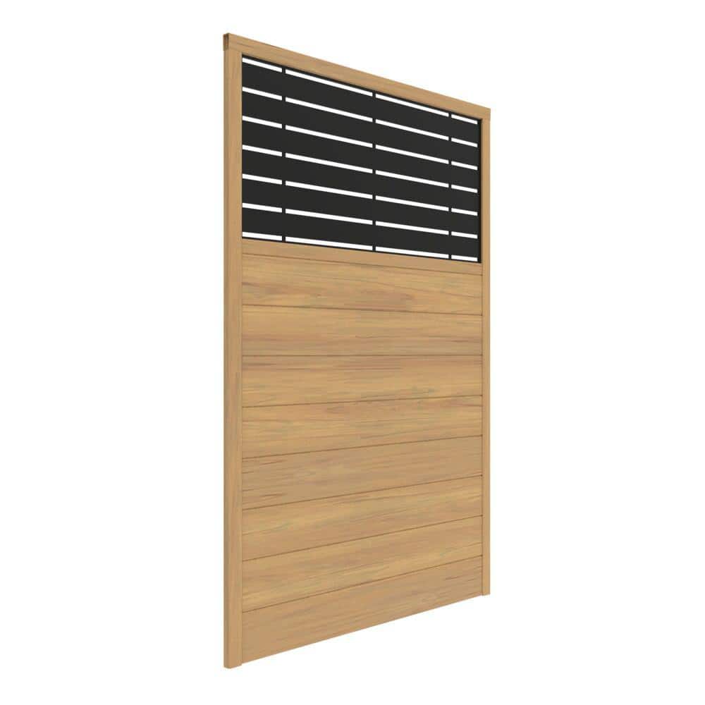 6 ft x 4 ft Cypress and Black Vinyl Semi-Privacy Fence