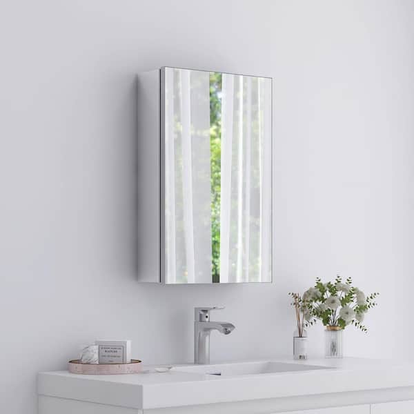 16 in. W x 24 in. H Rectangular Aluminum Medicine Cabinet with Mirror
